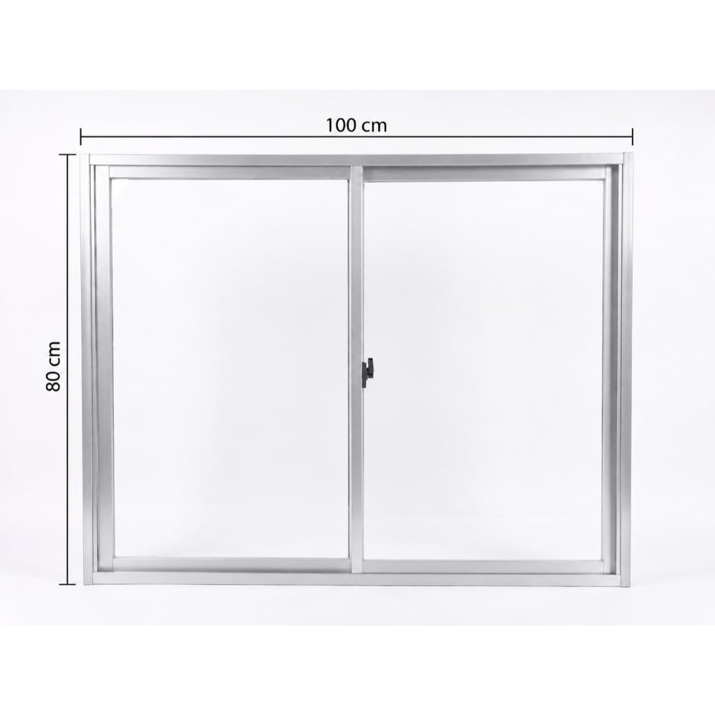 Janela 2 Folhas Móveis de Correr 80x100 cm Aluminio Vidro Liso