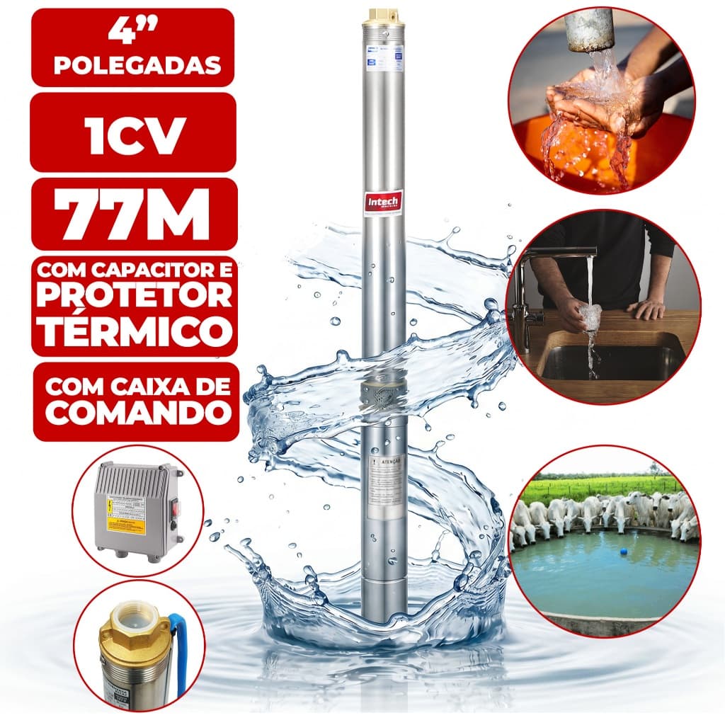 Bomba Submersa Caneta / Palito 1hp 4pol BSC4 Intech Machine