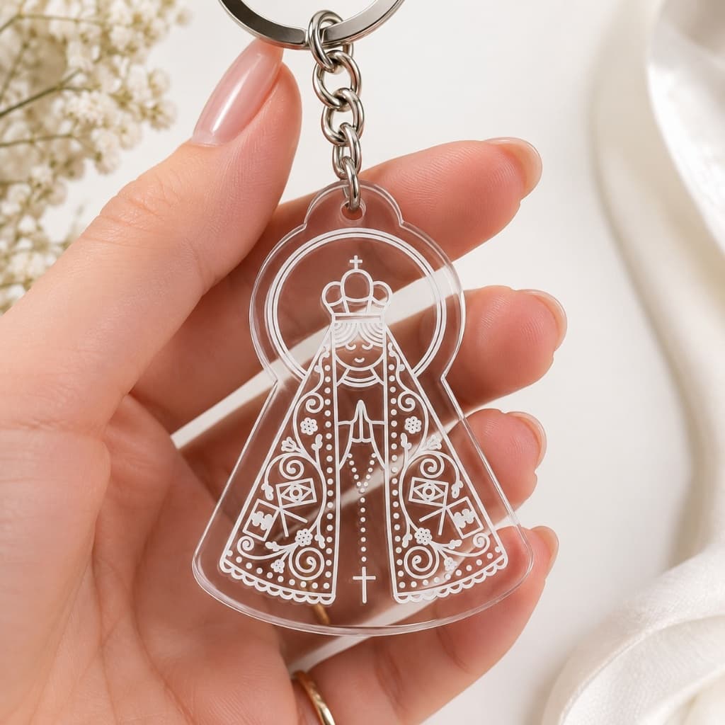 Chaveiro Religioso Nossa Senhora Aparecida Acrílico Lembrancinha Batizado Crisma Comunhão Kit