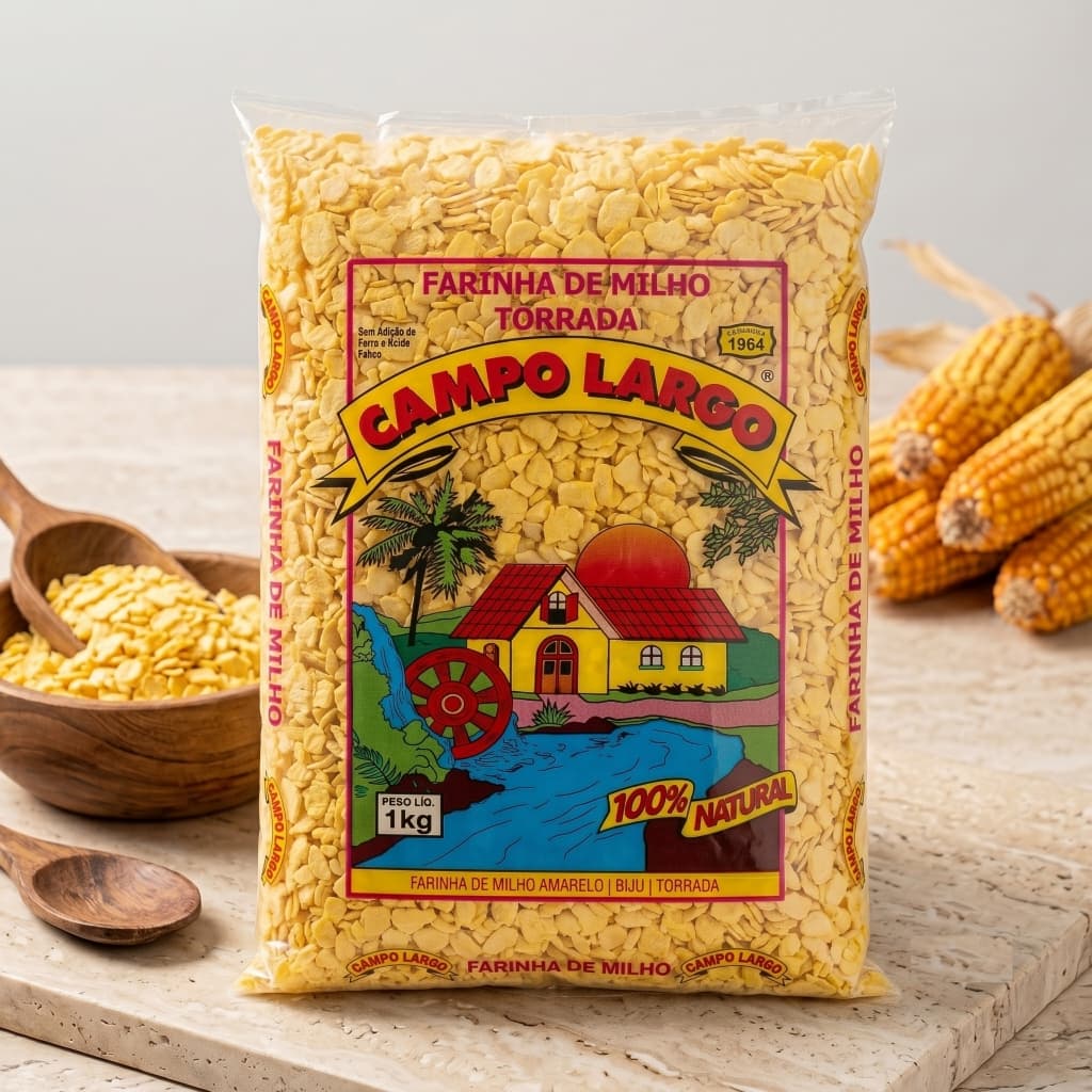 Farinha de Milho Amarela 1kg Sem Glúten Moinho Campo Largo 100% Natural