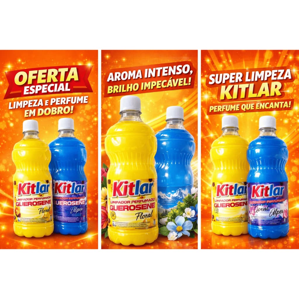 kit Limpador Perfumado Kit Lar Com Querosene 1 Litro Gleys, algas marinha e flowers