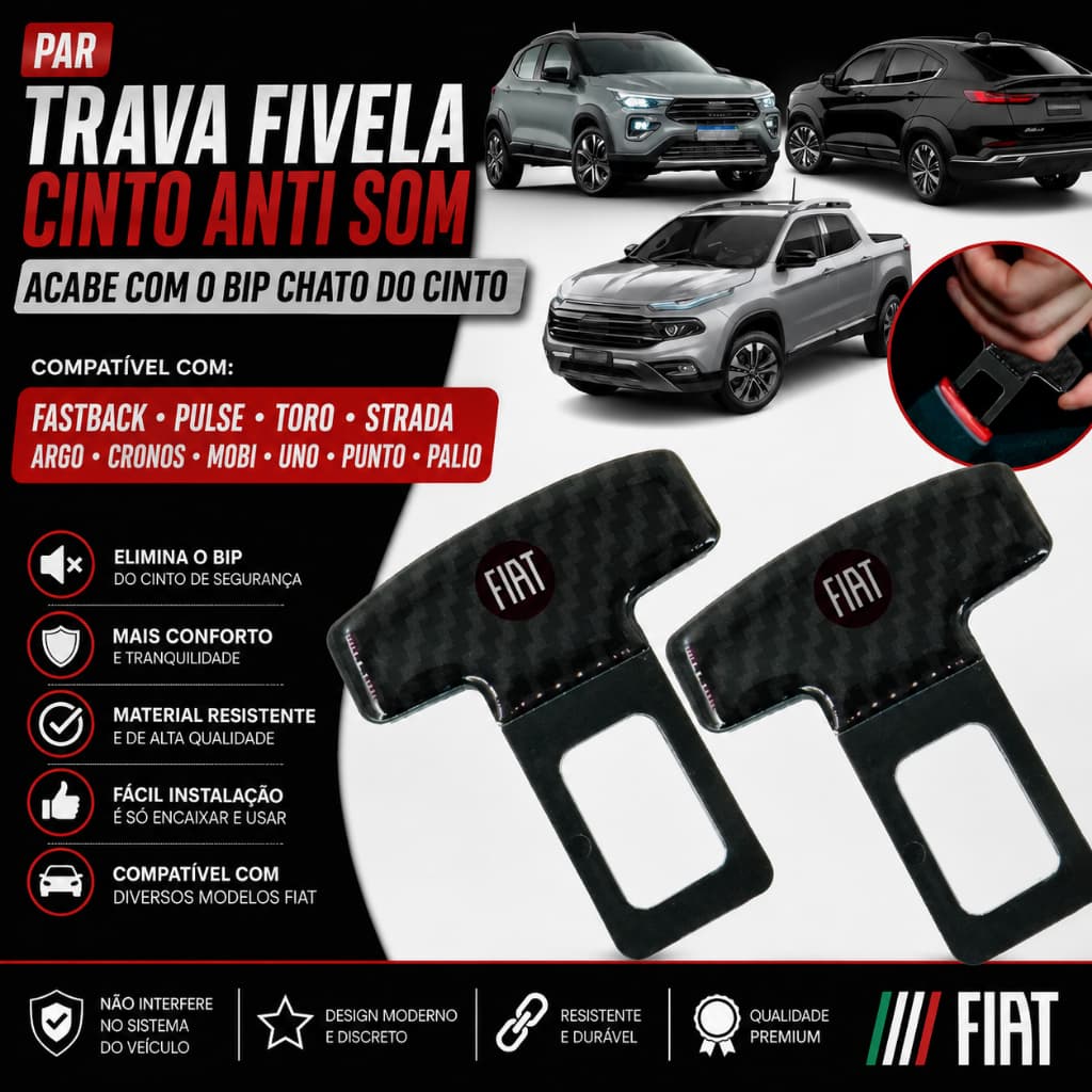 Par Trava Fivela Cinto Anti Som Fastback Pulse Toro Strada Argo Cronos Mobi Uno Punto Palio