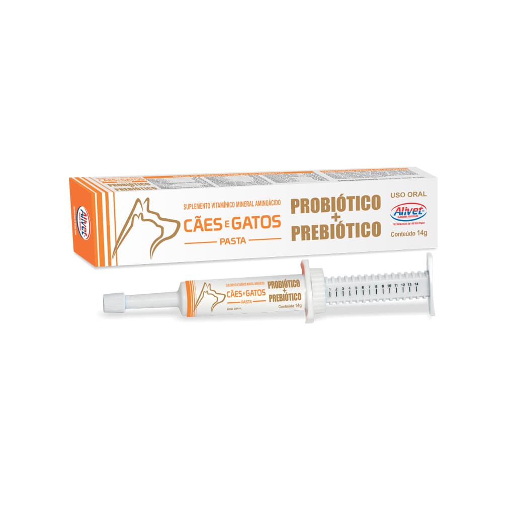 Probiótico + Prebiótico Cães e Gatos Alivet 14g