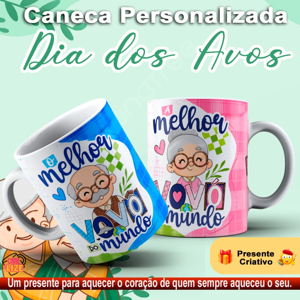 Caneca Presente para Avó e Avô com Frases Carinhosas | Presente para Dia dos Avós