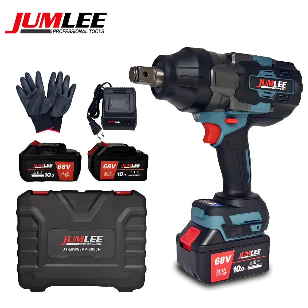 Chave de Impacto Sem Fio Brushless JUMLEE 68V - 2000N.m, 3/4", Kit Completo com Baterias, Luva e Maleta BMC
