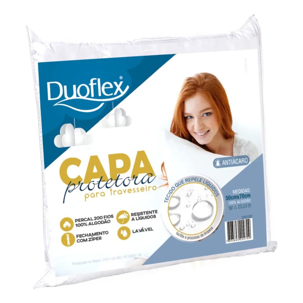 Kit 1 e 2 Capas Protetoras Para Travesseiro 50x70cm Branco Lisa