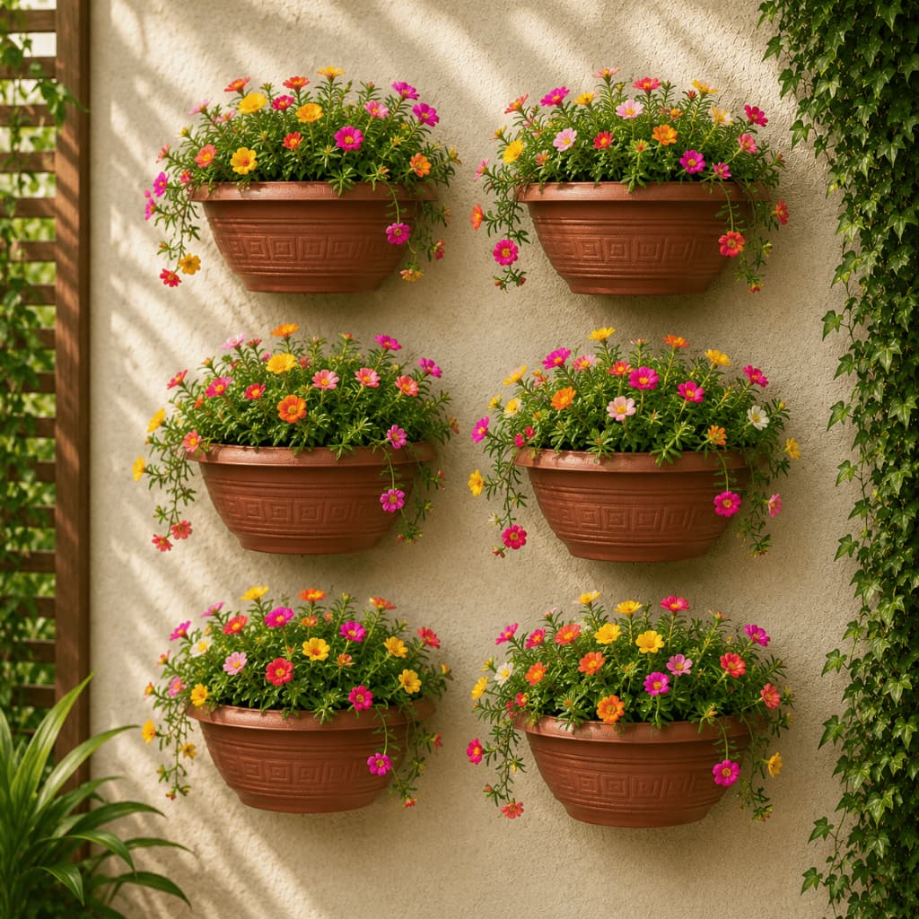 Kit c/ 6 Vasos Para Plantas Vaso de Flor de Parede Decoração Casa Jardim