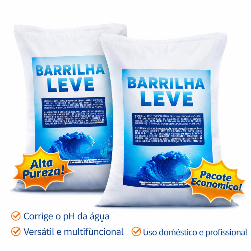 Barrilha Leve Elevador de pH para Piscinas Controle Rápido do pH Alta Pureza Ideal para Piscinas