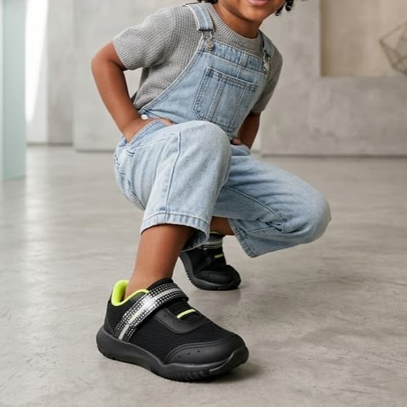 Tênis Infantil Preto com Interior Neon e LED – Estilo Luminoso para Garotos