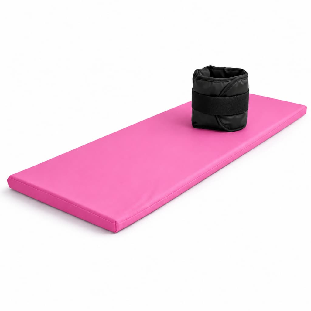 Kit Colchonete 90x40x3 Rosa + Caneleira Unidade 1kg 2kg 3kg 4kg 5kg Academia Fitness Exercícios