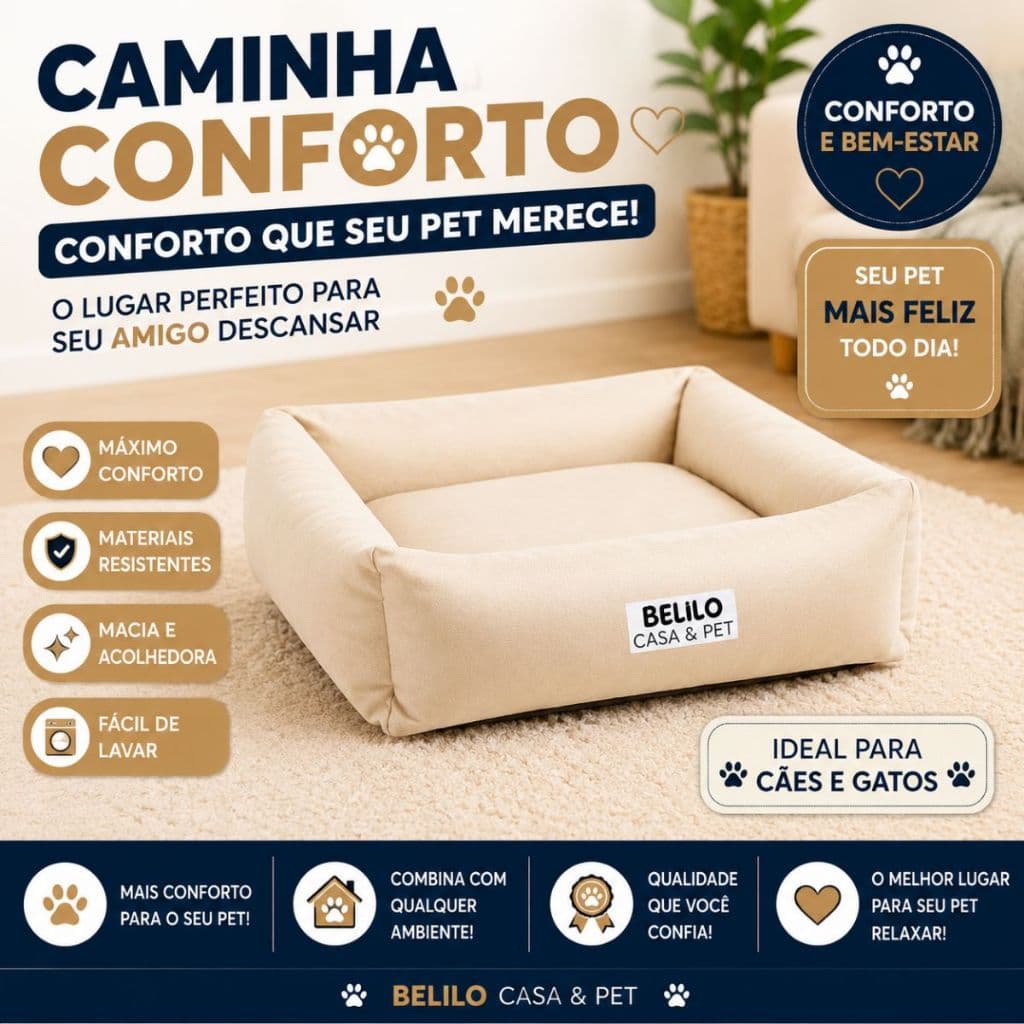 Cama para Cachorro e Gato de Suede Premium - Média e Grande