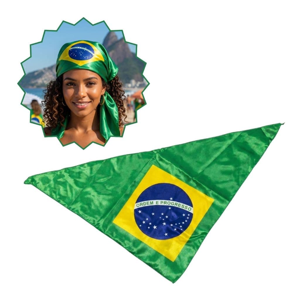 Lenço Bandana Brasil 1, 2 ou 4 Unidades - Estampa Brasileira, Torcida, Festas e Eventos