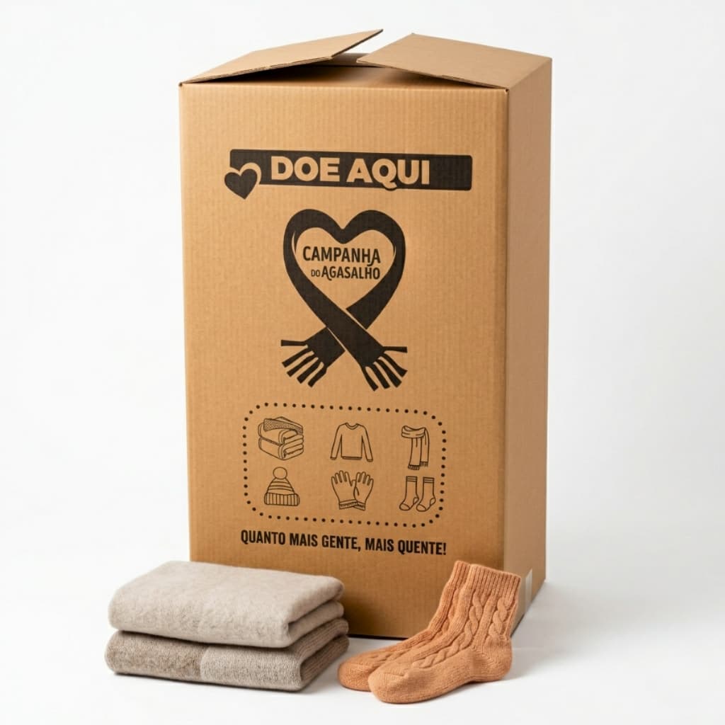 1 Caixa de Papelão Grande 50x50x90cm para Campanha de Agasalho, Doações, Armazenamento e Organização
