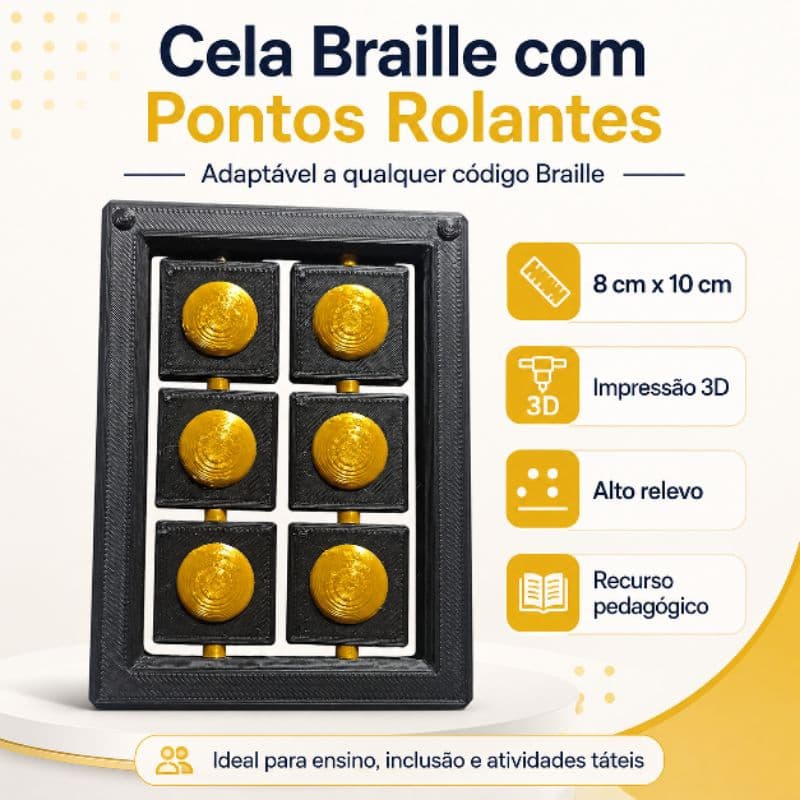 Cela Braille Móvel em Impressão 3D – Adaptável a Qualquer Código Braille