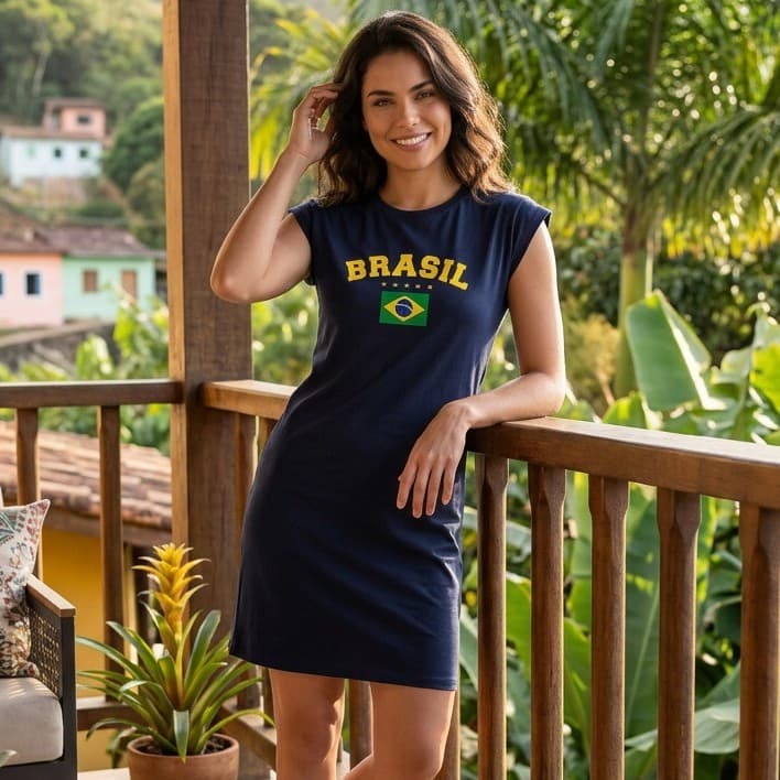 Vestido Feminino Brasil Curto Super Leve  Confortável Qualidade Premium Mid Larguinho Oferta