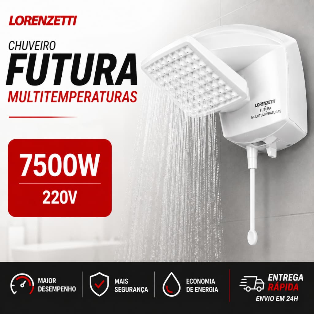 Chuveiro Ducha  Futura Multitemperaturas 7500w 220v Lorenzetti