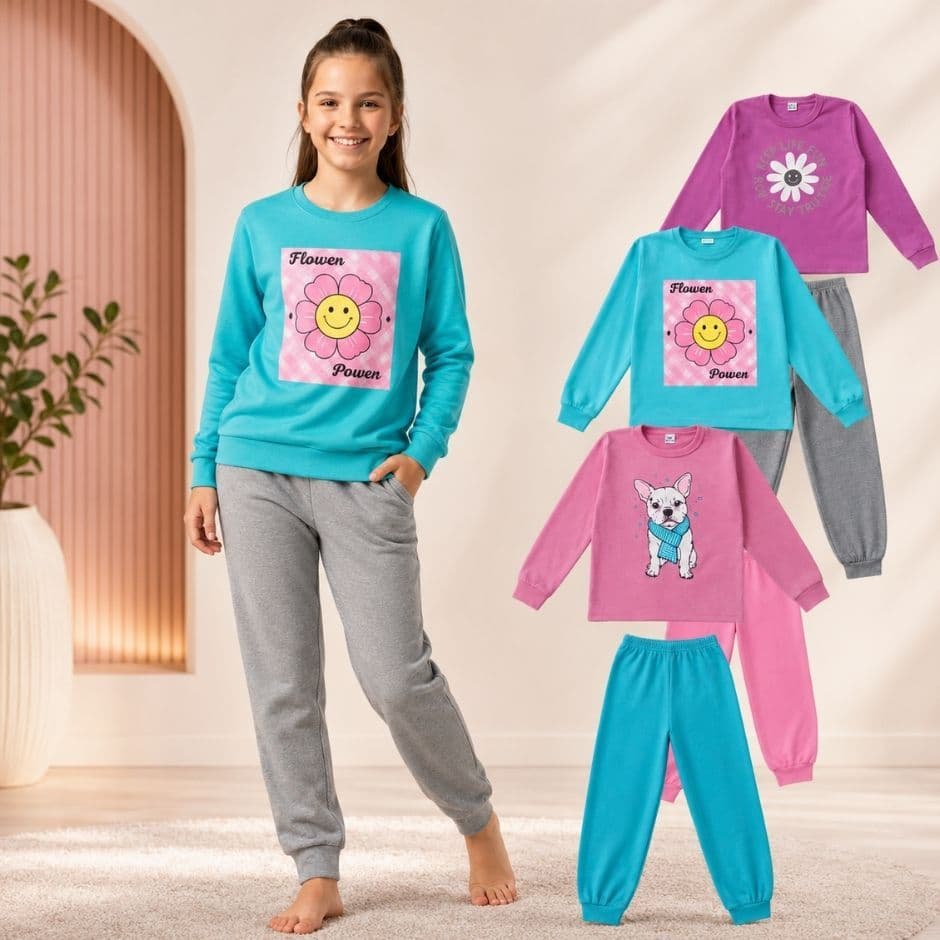 Kit 2 Peças Moletom Menina Infantil Conjunto Feminino Inverno Roupa De Frio Tamanho 1 Ao 14 Anos