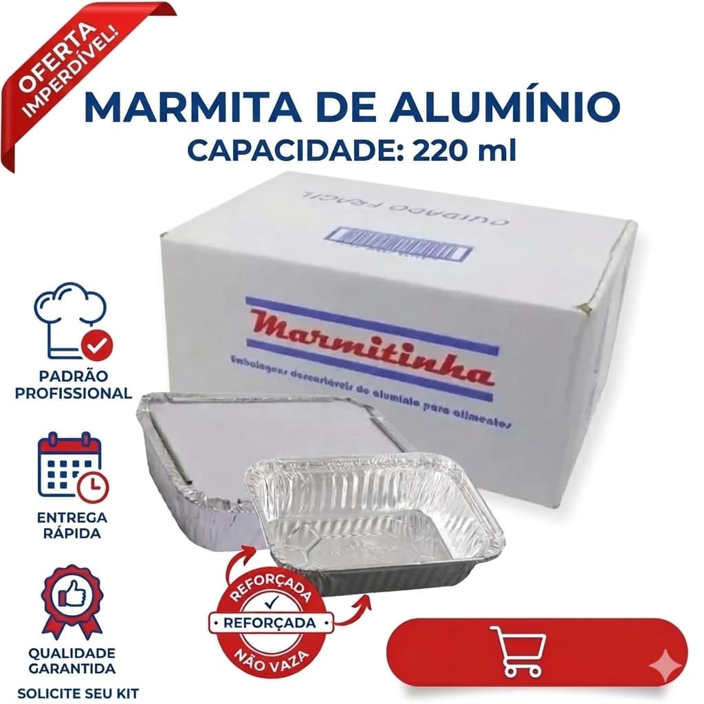 Marmitinhas de Alumínio 220ml M90 com tampa para Bolos Empadas Doces e Lembrancinhas - CX 100 UN