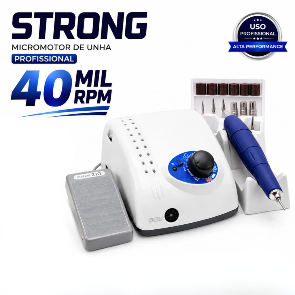 Lixadeira Motor Strong Unha Podologia 40mil Rpm Profissional Cinza 127/220v