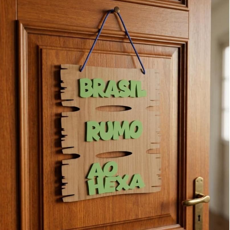 Placa decorativa Brasil rumo ao hexa