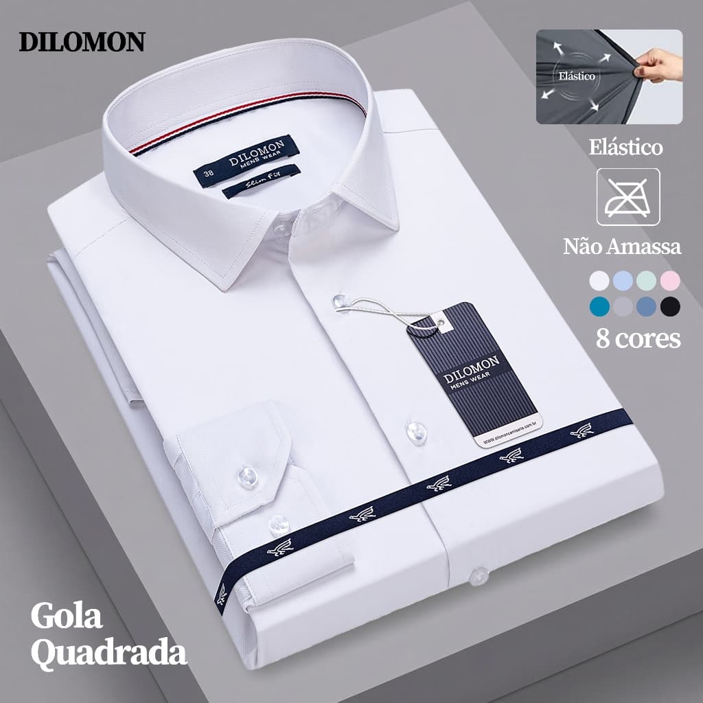 Dilomon Camisa Masculina Trabalho e Lazer - Social Formal Não Amassa - Versátil Todas as Ocasiões