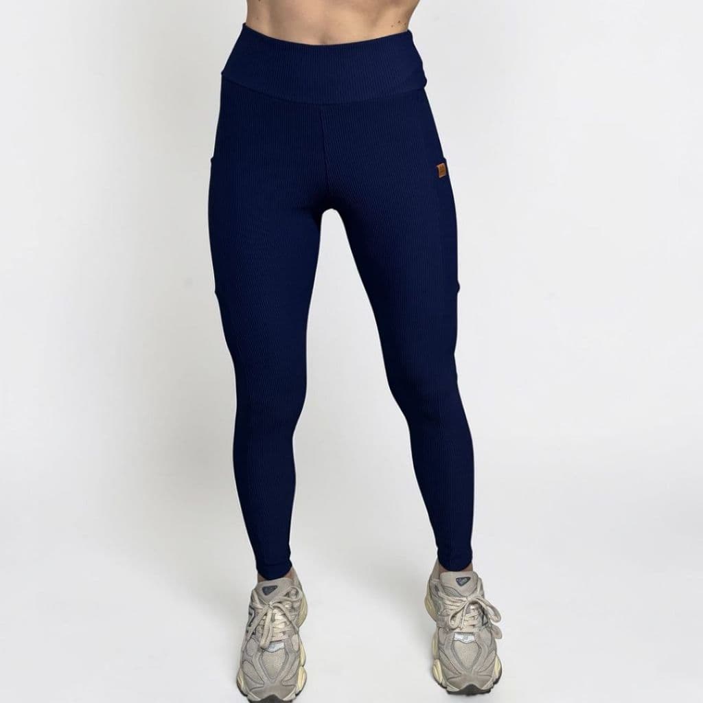 Legging com Bolsos Laterais - Fitness - Academia - Poliamida e Canelado