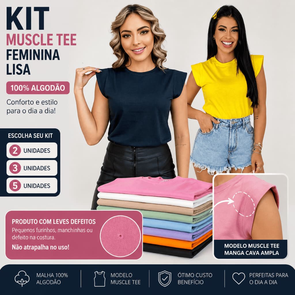 KIT T-SHIRTS FEMININA COM LEVES DEFEITOS MALHA DE ALGODÃO ENVIAMOS CORES VARIADAS SORTIDAS.