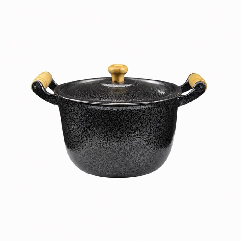 Caldeirão N°18 em Alumínio Batido Fundido Preto/craqueado 2,2 Litros Panela Cozinha