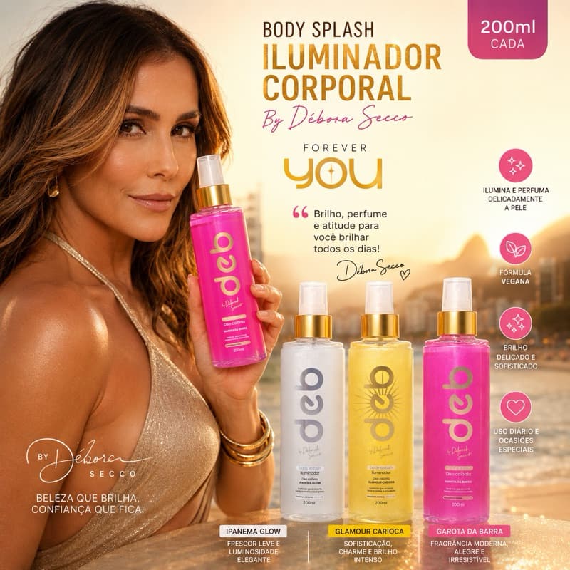 Body Splash Colônia Iluminadora Corporal By Débora Secco Forever You 200ml