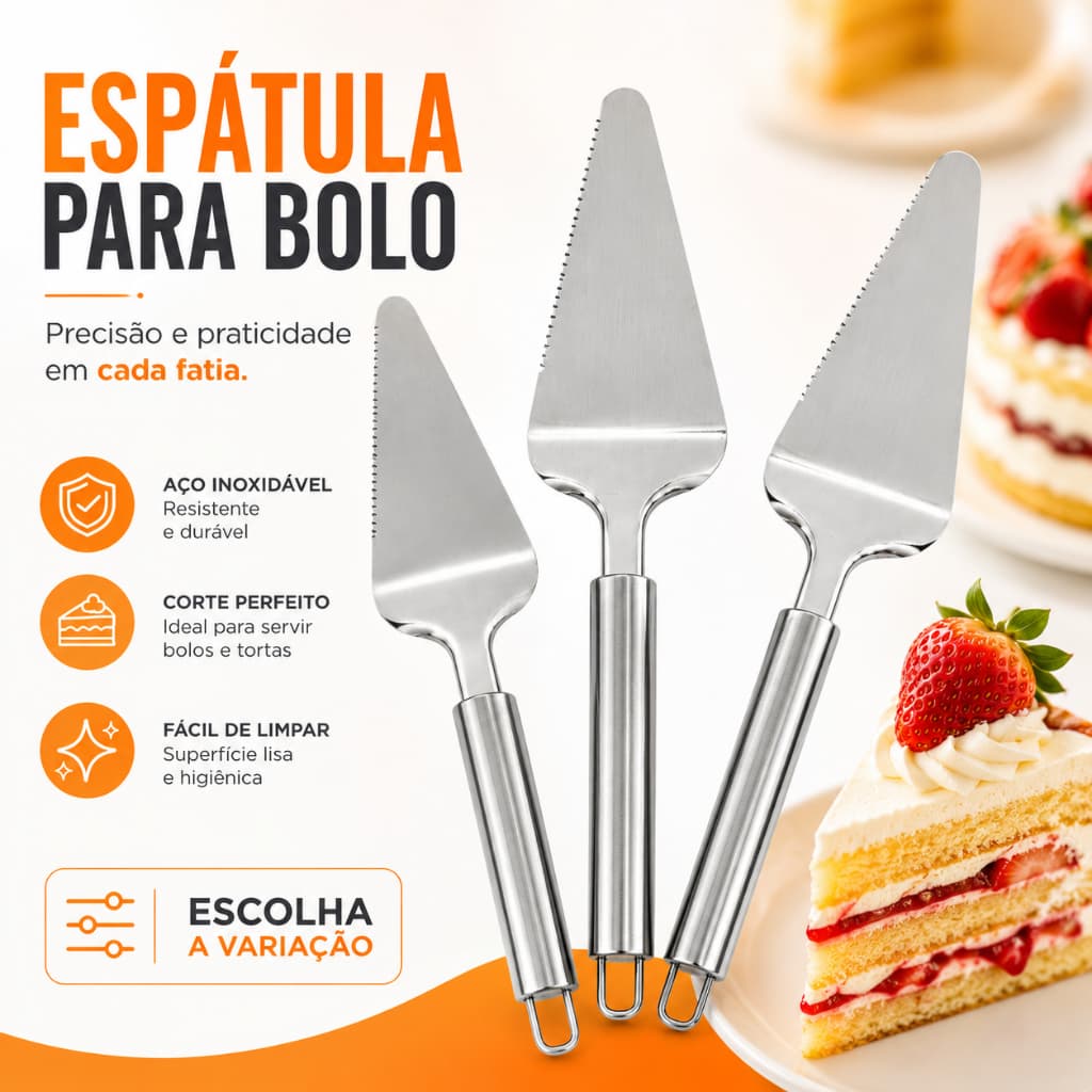 Espatula para Bolo e Pizza de Aço Inox Espátula Confeitaria Profissional Cozinha Escolha a Variação