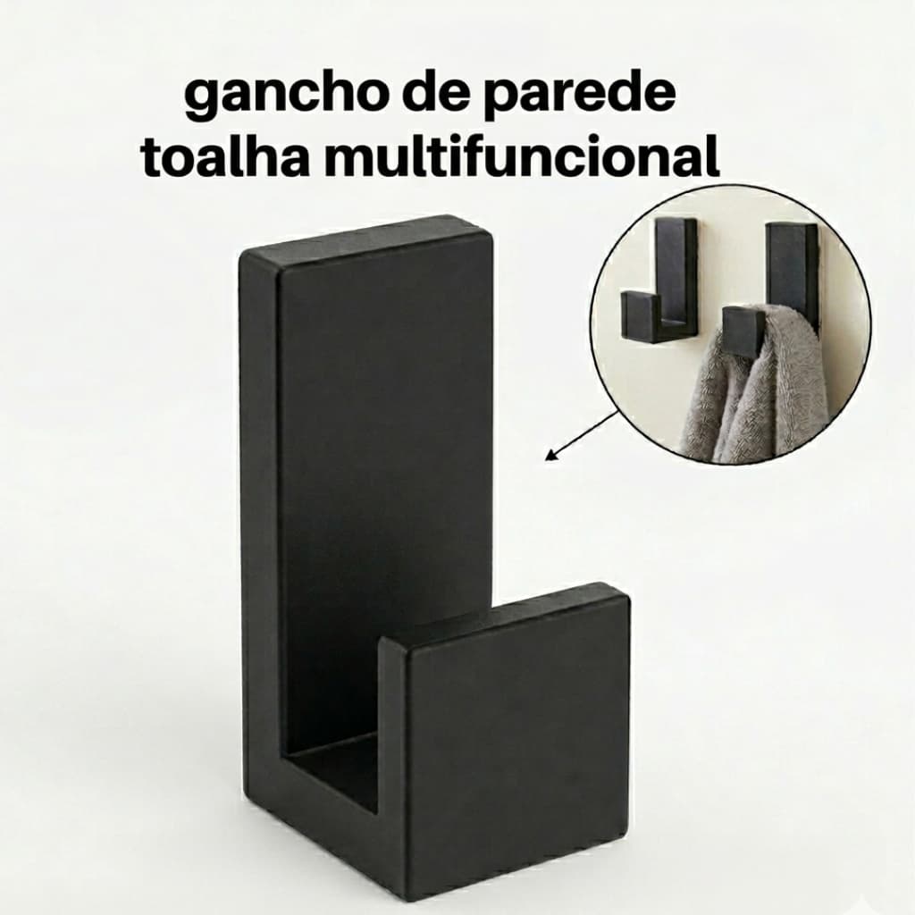 Gancho de Parede para Toalha com Adesivo Fita 3M – Fixação Sem Furar