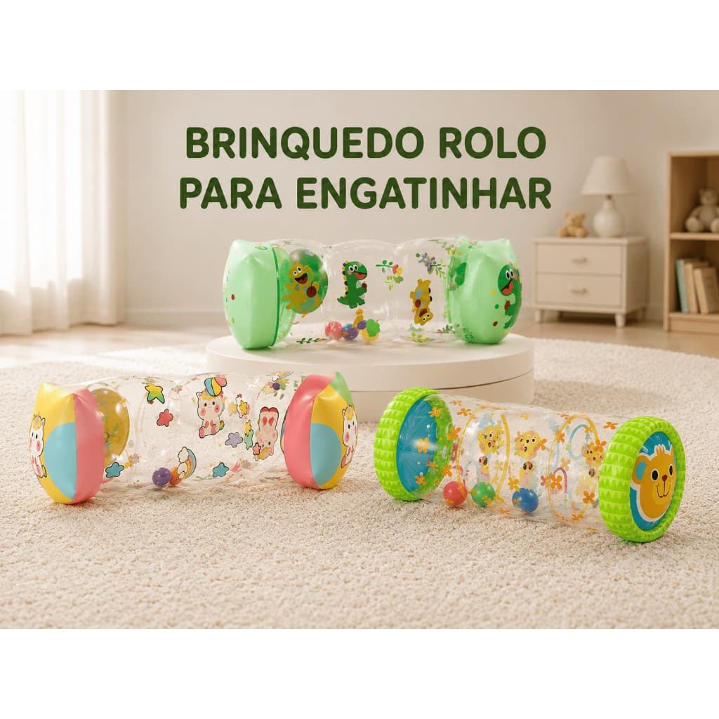 Brinquedo Divertido Rolo Inflável Bebe Chocalho +6 meses, brinquedo para bebe, Brinquedo Inflável Do Rolo Rastejamento