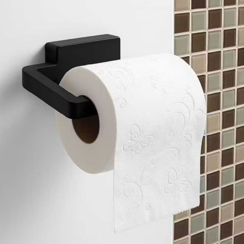 Suporte papel higiênico banheiro wc preto branco parede design moderno