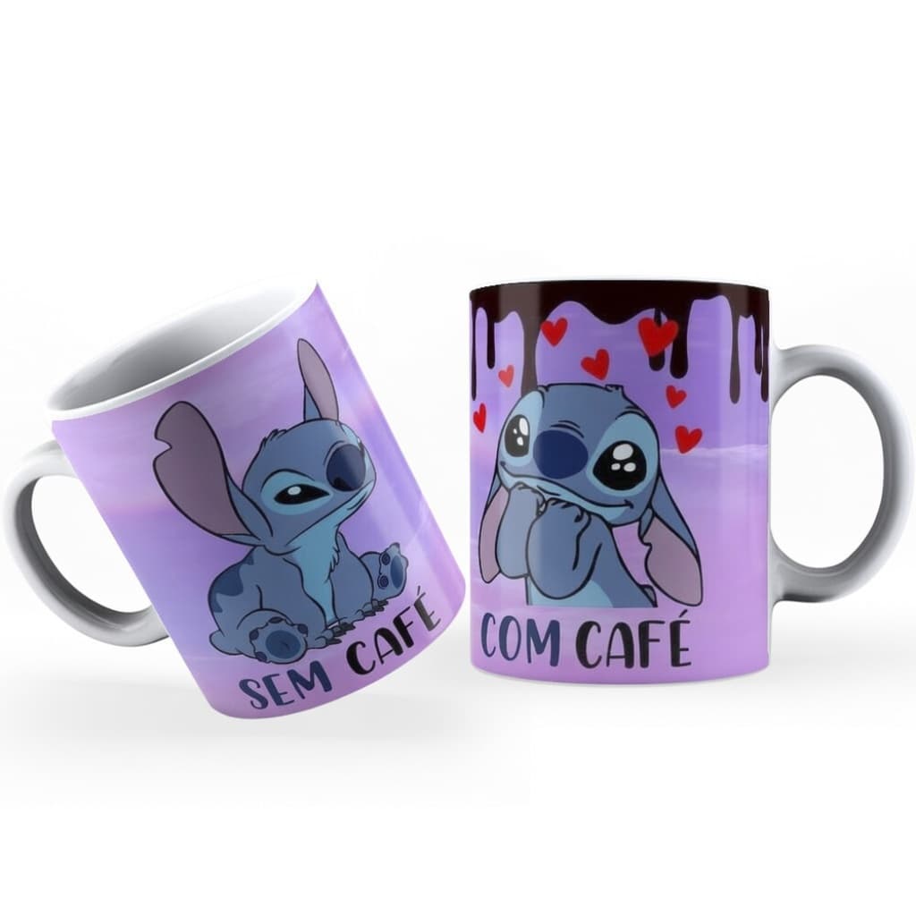Caneca personalizada lilo stitch com cafe sem cafe 325 ml