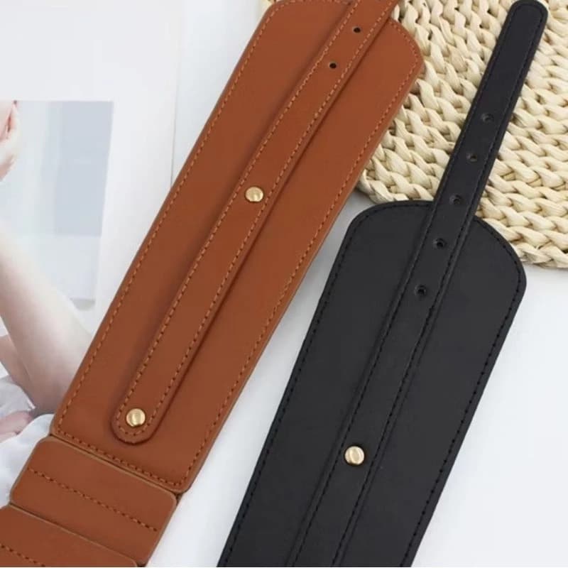 Cinto Elástico Feminino Elegante Retrô Com Fivelas Ajustáveis