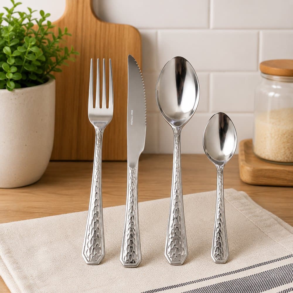 Conjunto Talheres 24 Peças Inox Premium Faqueiro Completo 6 Pessoas Hammer