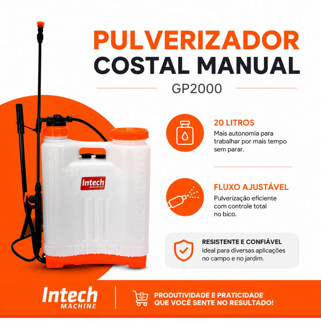 Pulverizador de Alta Pressão Costal GPE2000 Pulverizador Agrícola 20L Manual Pulverizador de Pressão