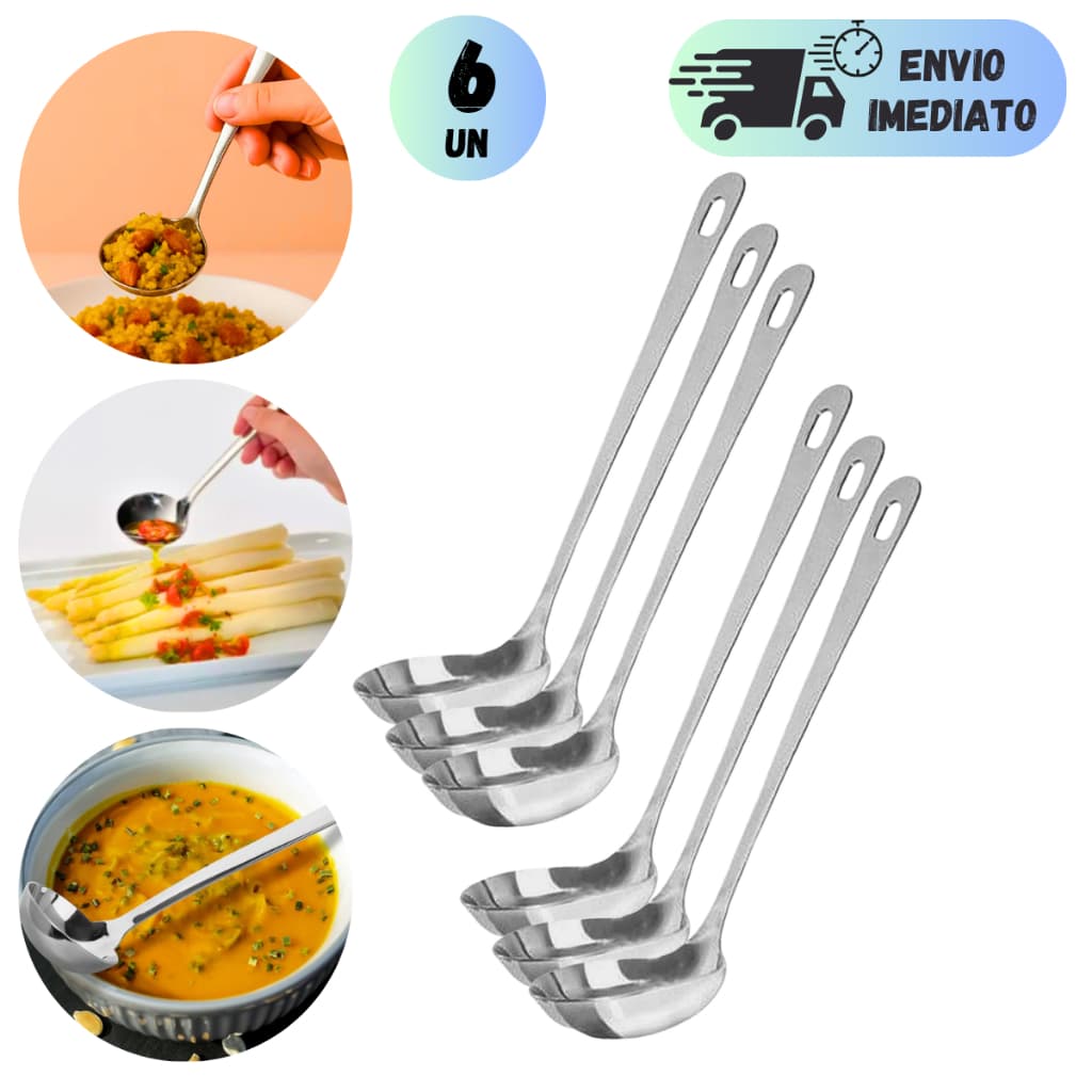 KIT CONCHAS 16,8CM DE SERVIR CALDOS MOLHOS E VINAGRETES INOX MULTIUSO UTENSÍLIOS  PARA COZINHA