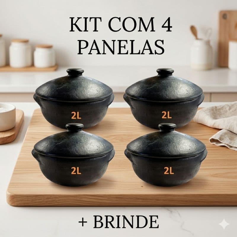 Panela de Barro capixaba- kit com 4 panelas + Brinde