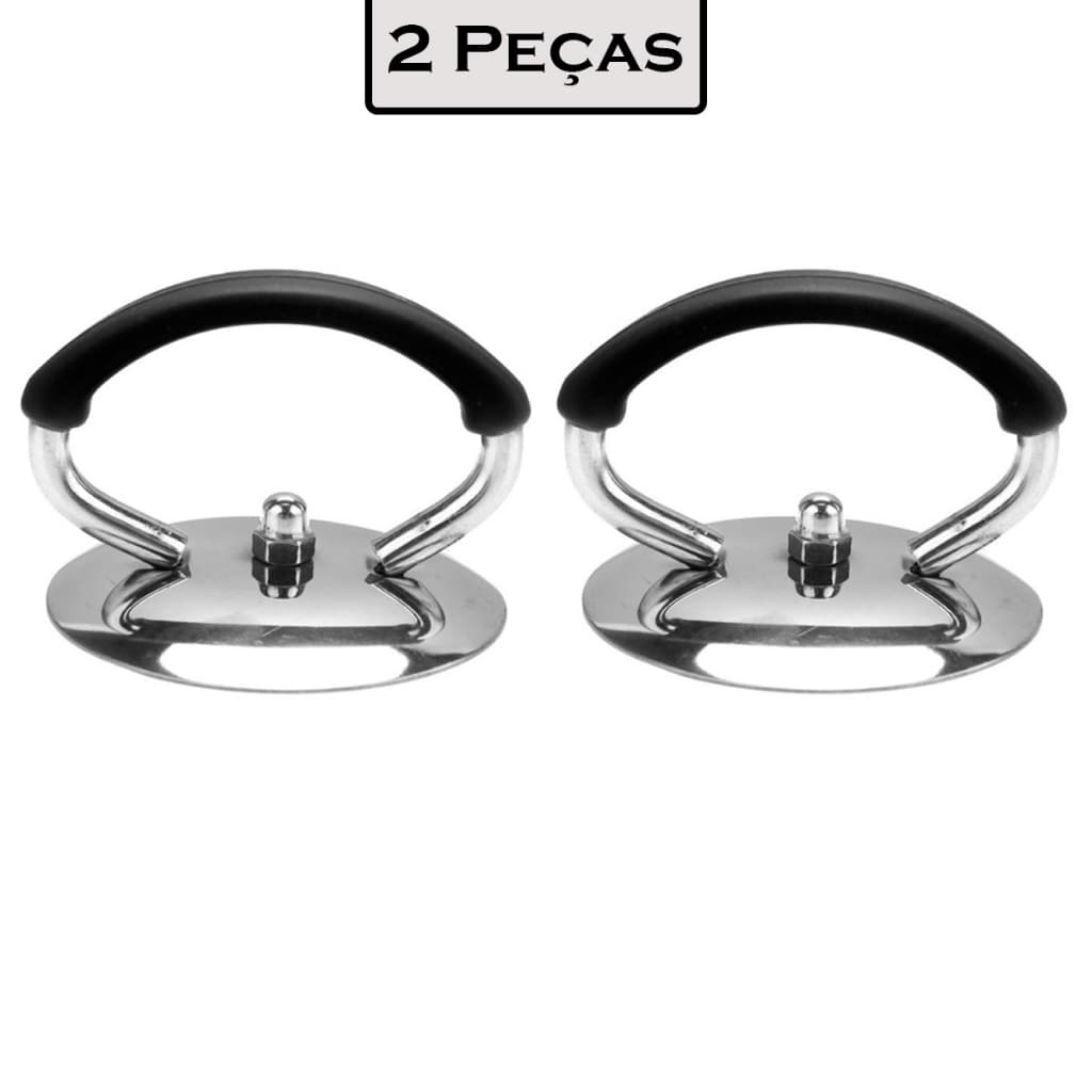 2 Puxador Alça De Tampa De Panela Universal Inox Resistente Ao Calor Pegador Protetor De Silicone
