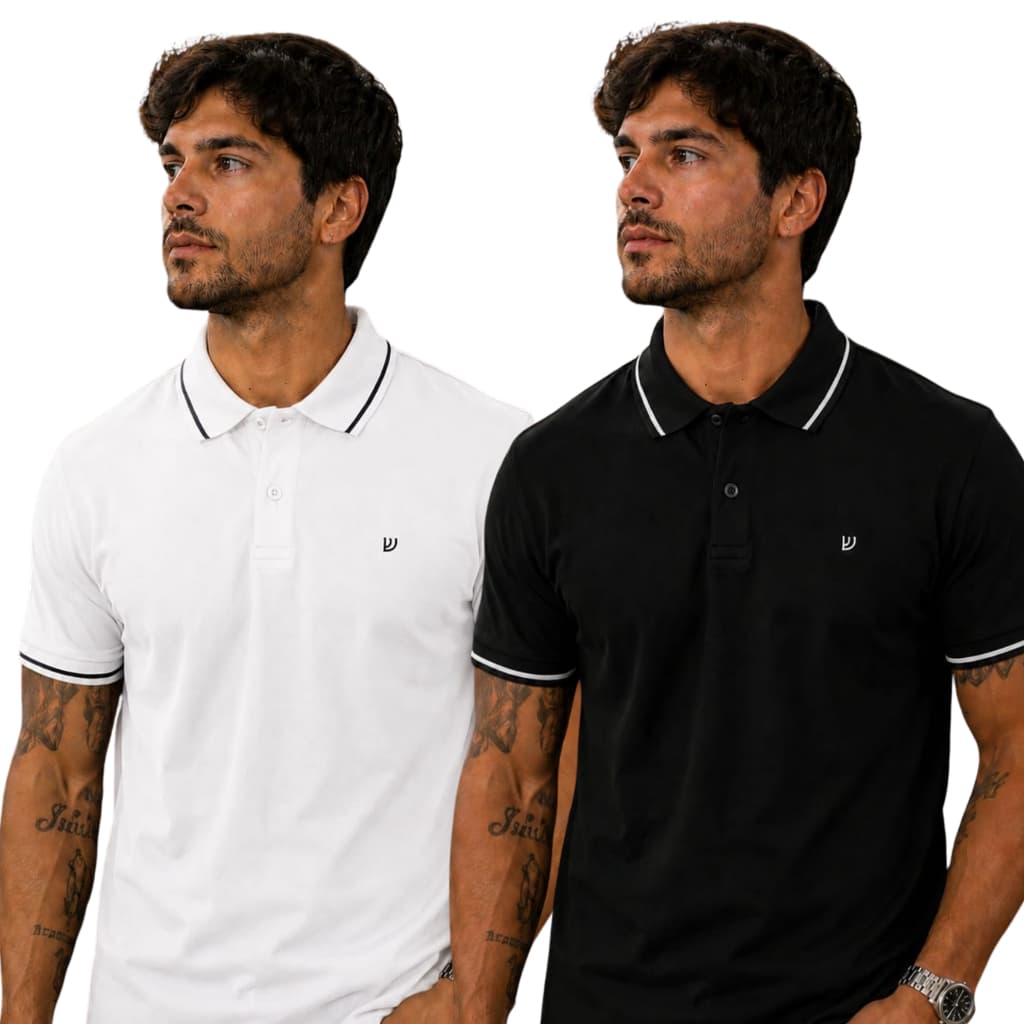 Kit 2 Camisas Polo Masculina 100% Algodão Premium