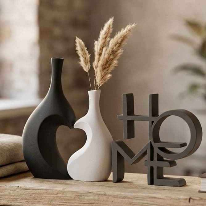 Vaso Decorativo Com Letreiro Home Decoração Sala Mesa Quarto Minimalista