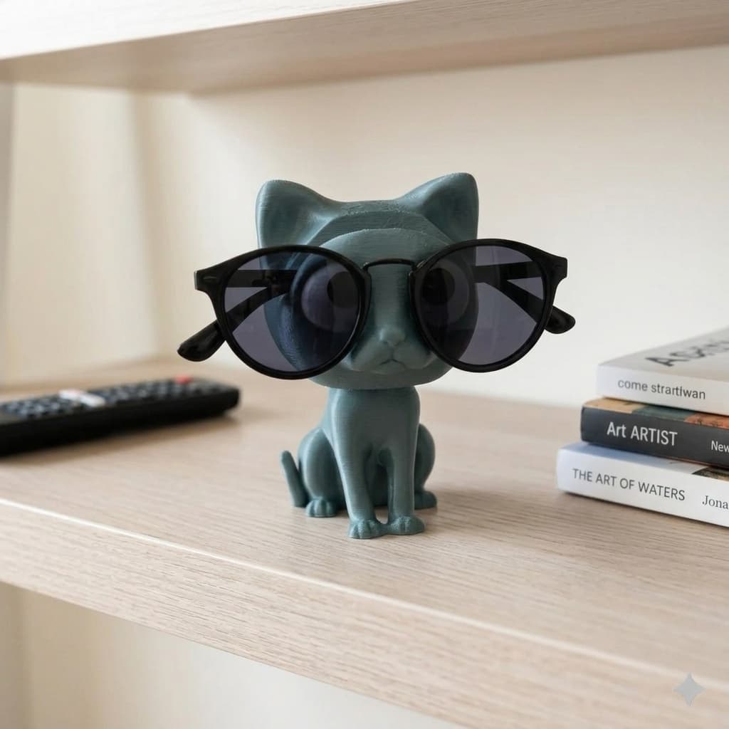 Porta Óculos Gatinho Suporte de Mesa Organizador Cabeceira Quarto Escritório Fofo
