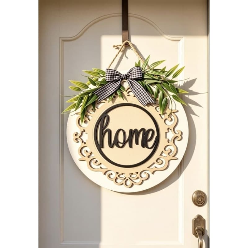 Mandala Decorativa Home Placa de Porta e Parede Com Laço e Folhagem Decoração Casa
