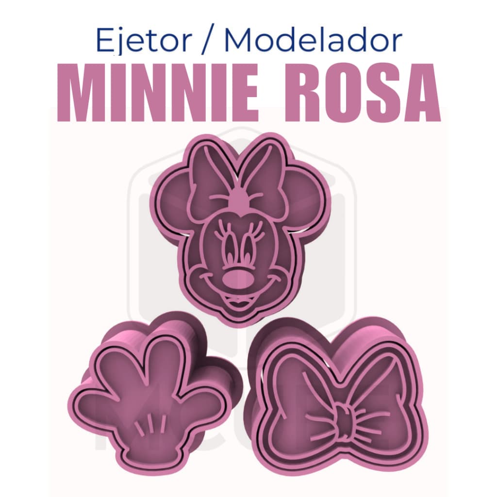 Kit com 3 Ejetores Modeladores para Docinhos e Brigadeiros - Minnie Rosa