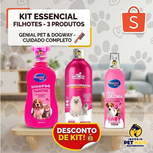 Kit Banho Pet Completo Cães E Gatos Shampoo Filhotes + Condicionador DogWay + Colônia Baby Genial