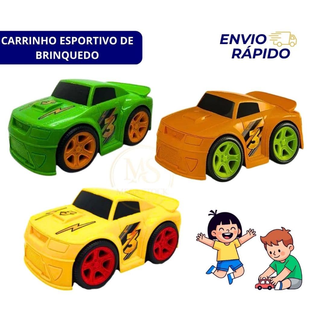 Carro Bobby Corrida Menino Colorido Plástico Resistente Criança Presente