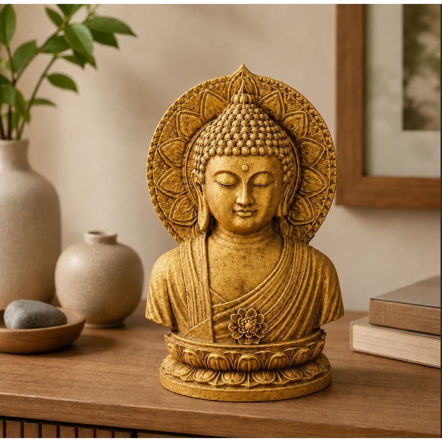 Estátua Decorativa Buda Mandala – Atraia Paz, Prosperidade e Boas Energias - Decoração Escultura
