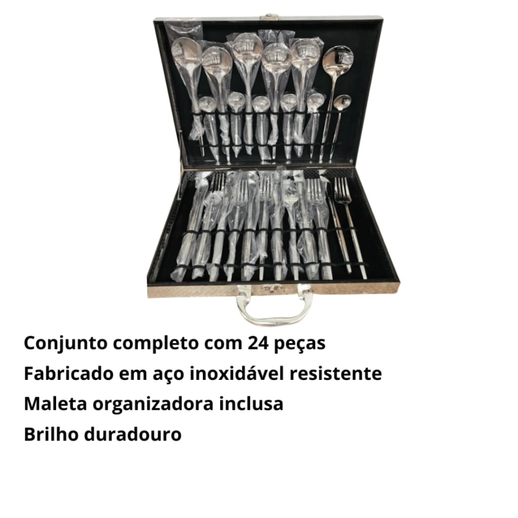 🍴🎁 Jogo De Talheres 24 Peças Em Aço Inox Com Maleta Organizadora 🎁🍴