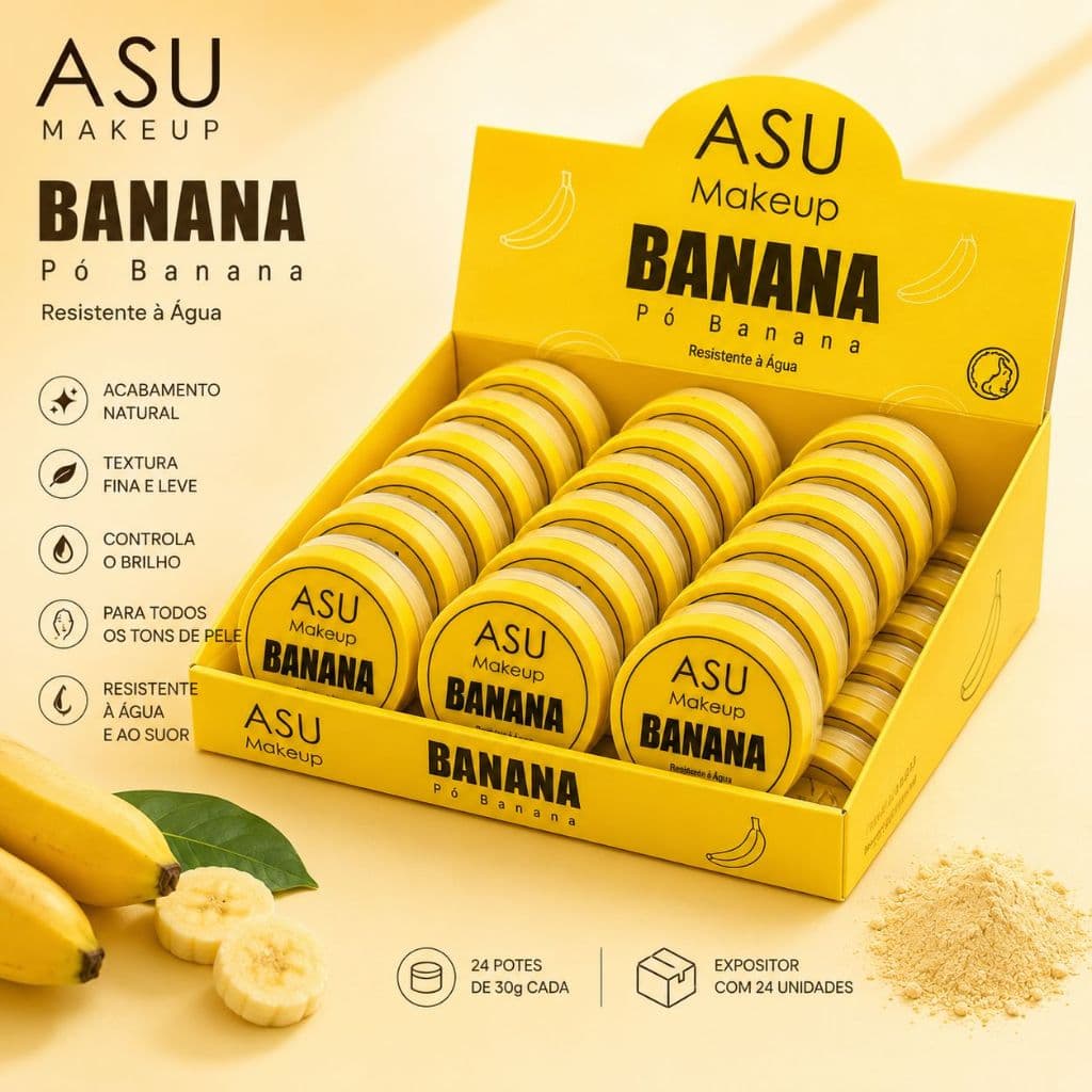KIT Pó De Banana Fixador Translucido Finalizador Resistente á água ASU MAKEUP